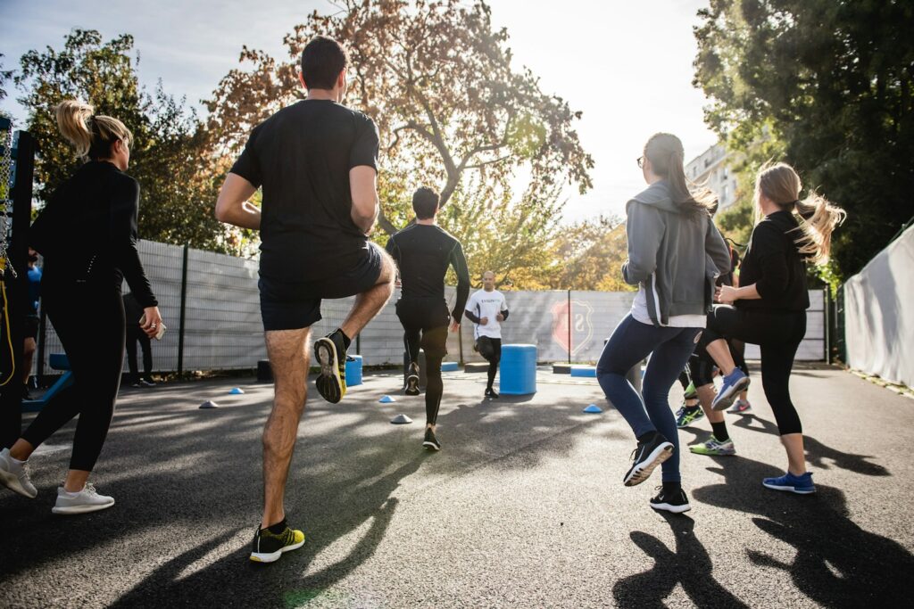 people doing warm up for CrossFit