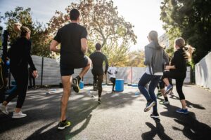 man and woman doing HIIT