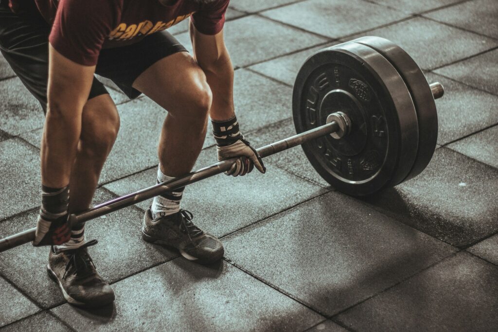man doing strength training