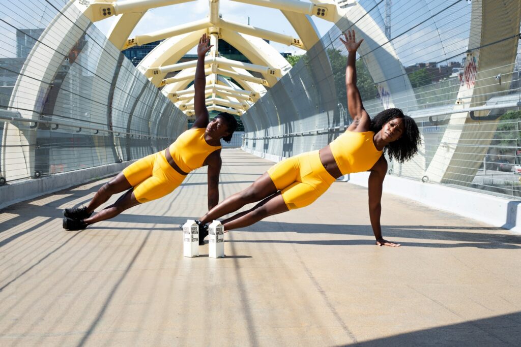 woman doing side plank